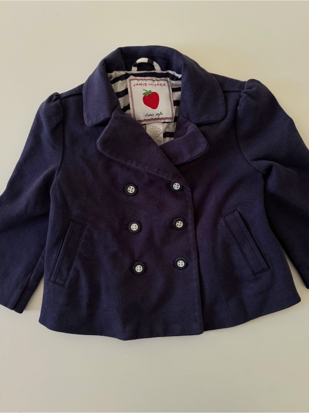 Janie and Jack Navy Double-Breasted Peacoat